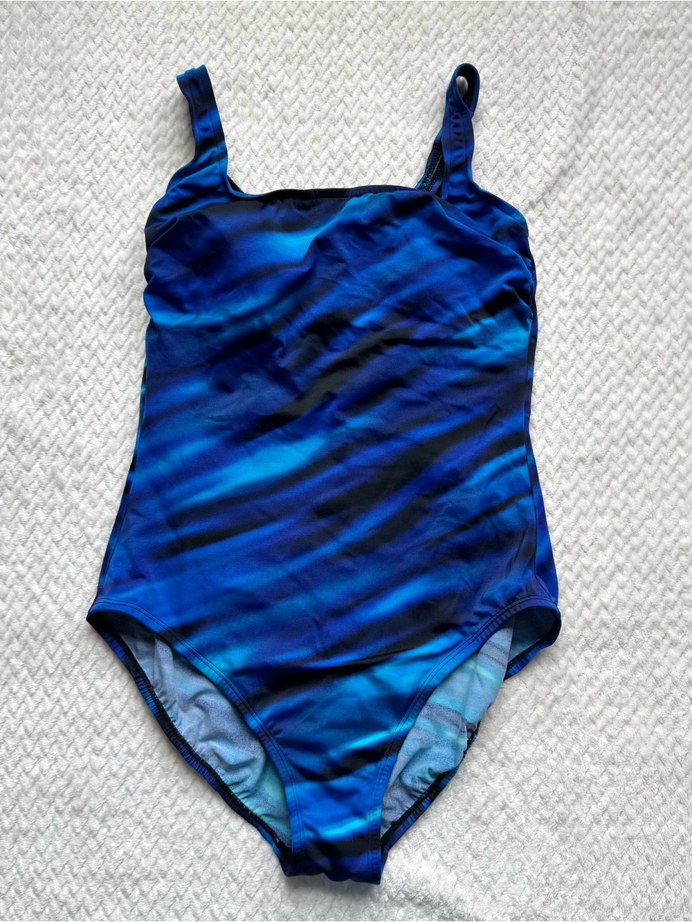 Miraclesuit Kirkland One Piece Swimsuit 12 Blue Square Neck Tummy Control Slim